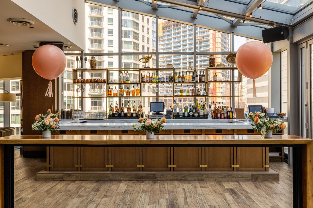 The Gibsons Italia rooftop overlooking the Chicago River.
